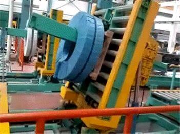 coil discharging machine for slit steel coils and copper coils