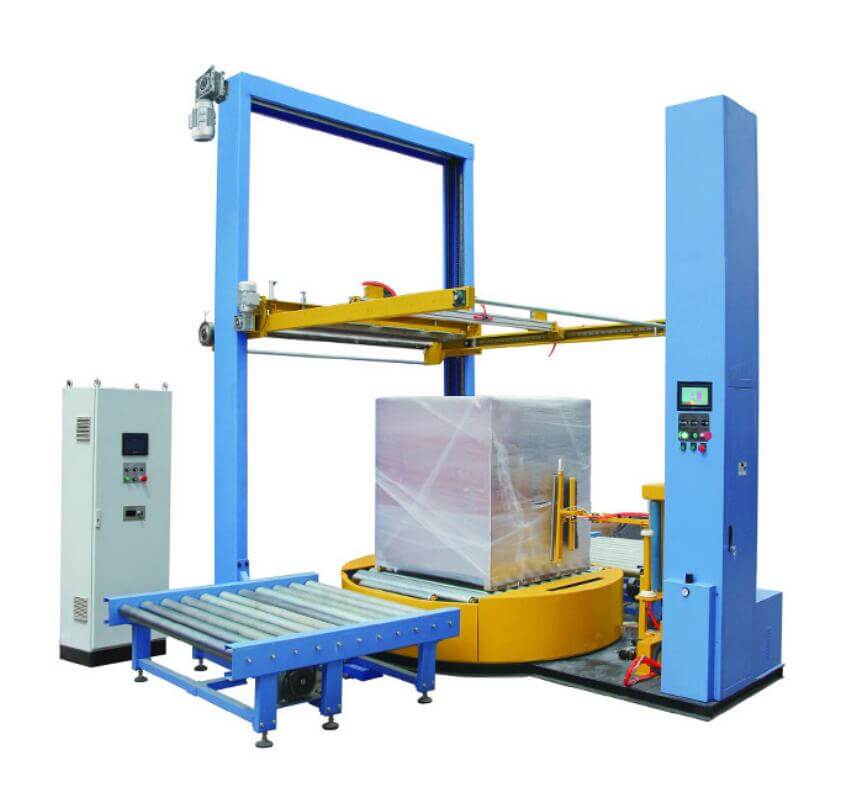 On-line pallet and skid winding machine
