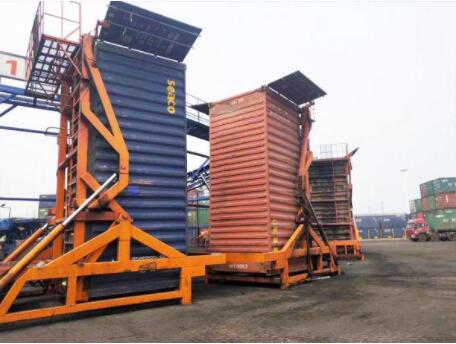 container flipper for fast grain loading